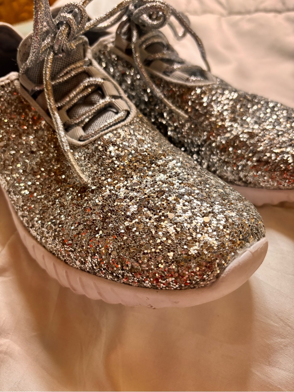 Silver Glitter Women's Athletic Sneakers